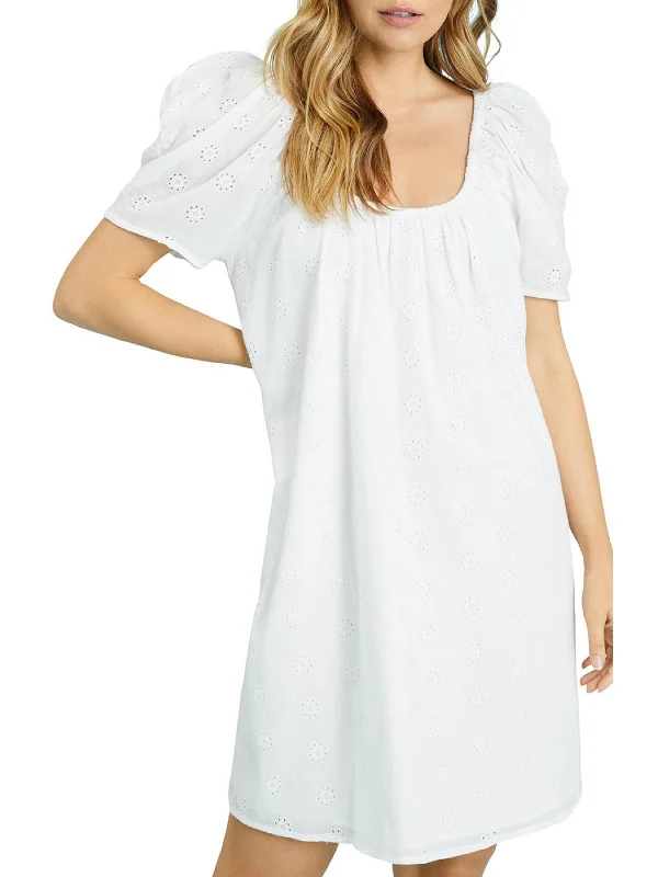 Summer Fling Womens Casual Eyelet Tunic Dress