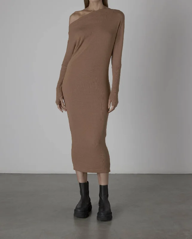 Sweater Knit Slouch Dress In Amber