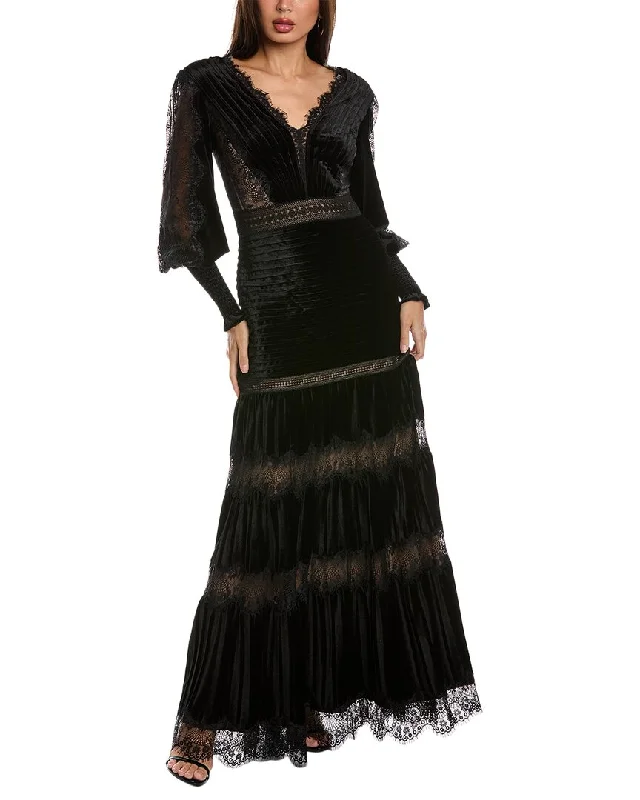 Tadashi Shoji Lace & Velvet Gown