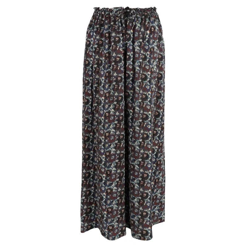 Ulla Johnson Sawyer High Waisted Printed Pants in Black Silk