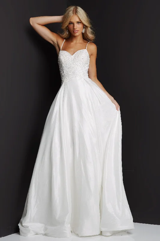 Jovani 06796 Spaghetti Straps Long Wedding Dress