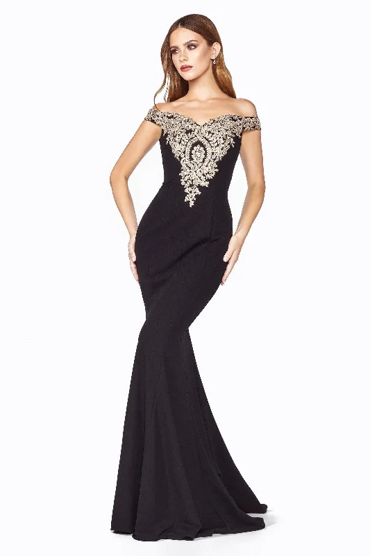 Cinderella Divine KV1051 Long Formal One Shoulder Fitted Prom Dress