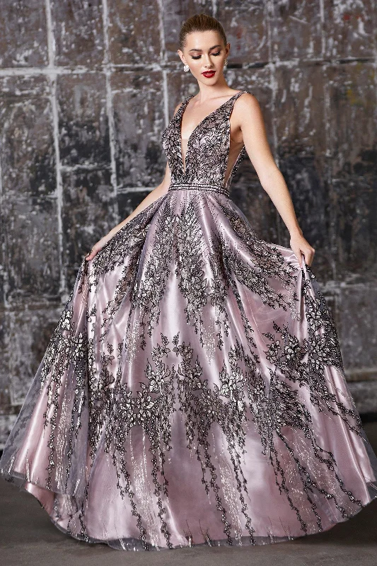 Cinderella Divine OC004 Long Prom Formal Glitter Floral Evening Dress